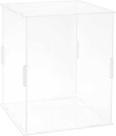 Mini Helm Display Case met 13 Rubbers - Transparante Acryl Doos voor Model Showcase, Stofdicht en Waterdicht, 16.5x16.5x20.5cm