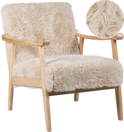 LEKNES - Fauteuil - Lichtbeige - Kunstbont