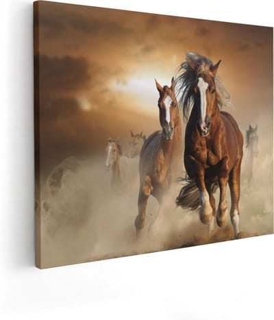 Artaza Canvas Schilderij Paard - 50x40 cm - Wanddecoratie Woonkamer - Muurdecoratie Dieren - Kamer Accessoires