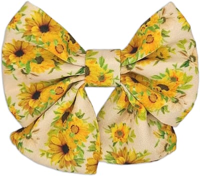 Damesstrikje Voor Honden - Feestelijk Strikje Voor Teefjes - Geel - Zonnebloemen - Vincent van Dogh - Paw My God! - Maat L