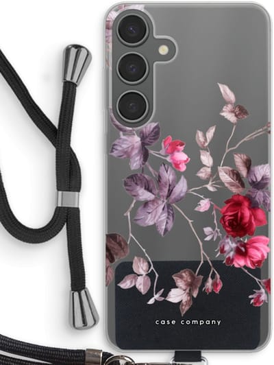 Case Company® - Hoesje met koord geschikt voor Samsung Galaxy S24 Plus hoesje met Koord - Mooie bloemen - Telefoonhoesje met Zwart Koord - Bescherming aan alle Kanten en Over de Schermrand
