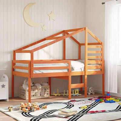 vidaXL - Kinderbedhuisje - 198x87x113 - cm - massief - grenenhout - wasbruin