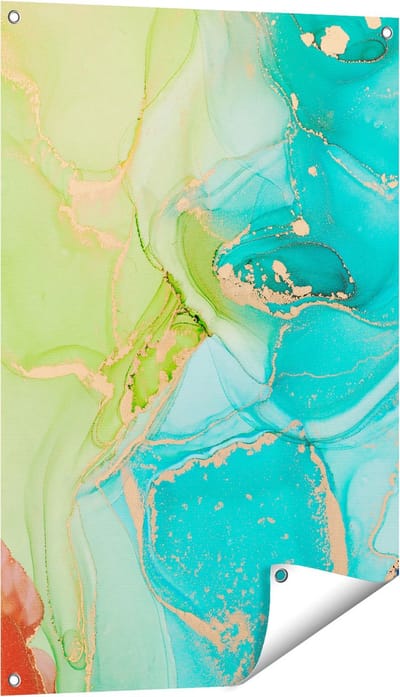 Gards Tuinposter Abstracte Kunst - Kleurrijke Marmer - 60x90 cm - Tuindoek - Tuindecoratie - Wanddecoratie buiten - Tuinschilderij