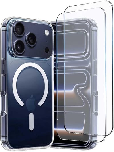 Schokbestendig Doorzichtig Hoesje | Geschikt voor: iPhone 17 Pro - Back Cover Transparant + 2x Tempered Glass Screen Protector | Compatibel met MagSafe