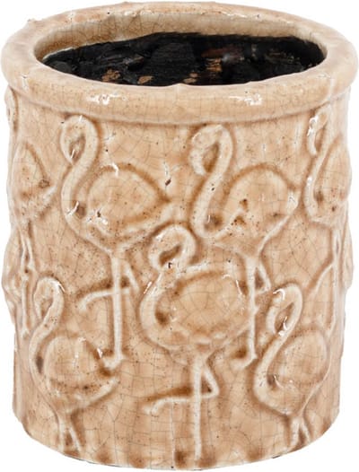 HomeBound by KY | Aardewerk vaas flamingo small | 14x14x15cm | bloemenvaas keramiek