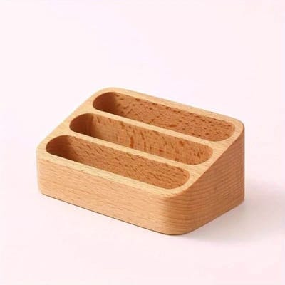 Présentoir de cartes de visite de bureau en bois, porte-mémo, boîte de rangement, organisateur de cartes en bois pour le bureau