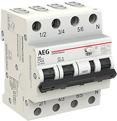 AEG aardlekautomaat 3-polig+nul 25A C-kar 300mA (DMA63NPC25/300)