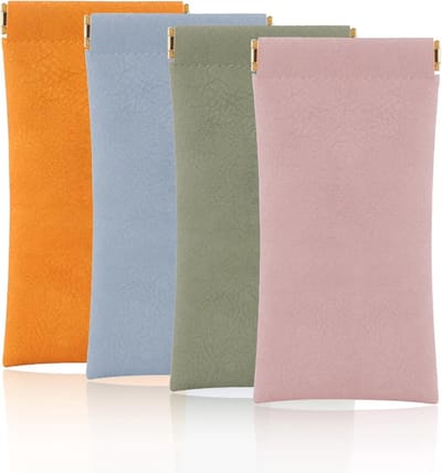Set van 4 Zachte PU Leren Brilhoezen, Beschermende en Waterdichte Zonnebril Etuis voor Dames, Ideaal voor Reizen en Opberging