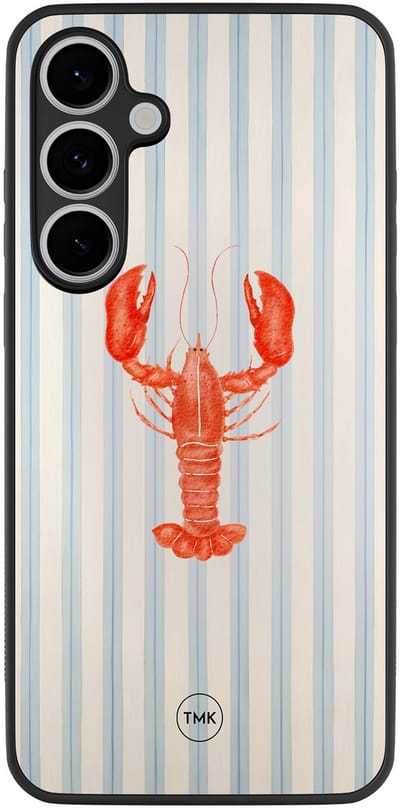 Hoesje geschikt voor Samsung Galaxy S24 FE - Kreeft - Blauw - TPU case - Gestreept - Hardcase zwart telefoonhoesje