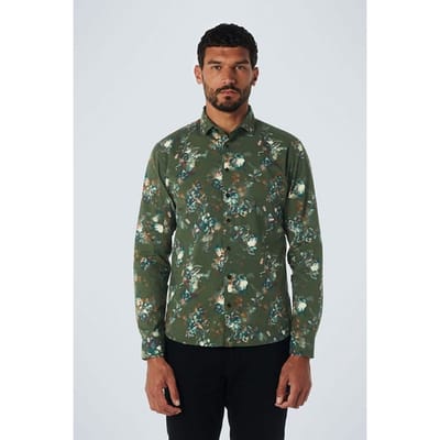 No Excess Shirt Stretch Allover Printed Dark Green Größe: XL | Casual hemden Outlet | Herren | Grün