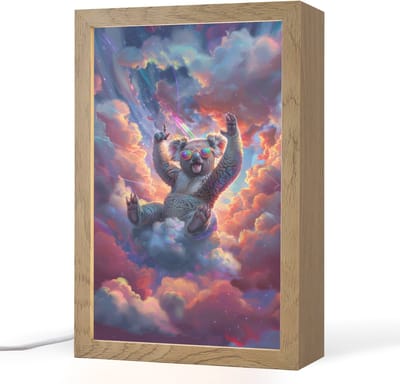 Nachtlampje 20x30 cm - Kinder lampje - Koala - Dier - Zonnebril - Wolken - Tafellamp kinderkamer - Slaapkamer lamp - Bedlamp kinderen - Kinderlampje stopcontact - Wandlamp babykamer - Nachtlampjes