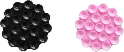 xoxo Wildhearts telefoonstickers Stick On Me Round Black + Stick On Me Round Pink – herbruikbare selfiestickers met zuignap – sterk en handig – geschikt voor alle telefoonhoesjes
