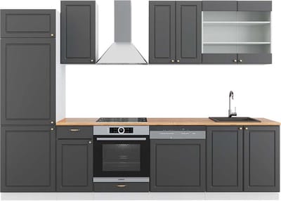 Vicco Fame-Line Complete keukeneenheid – 300 cm, WB Eik Antraciet-Goud/Wit