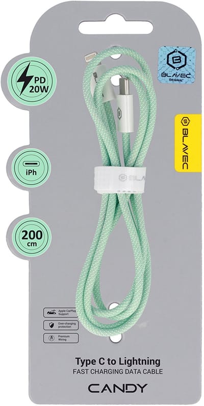 Blavec Candy Kabel USB-C naar Lightning PD 20W 2m Groen