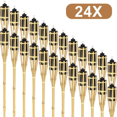 Fakkels - tuinfakkels bamboe - set van 20 stuks - fakkel 90 cm - terrasfakkels met lont