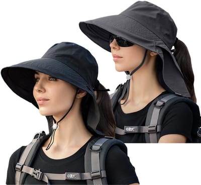 Unyqoos® Stijlvolle Zonnehoed voor Dames met UV-bescherming, Brede Rand en Verstelbare Pasvorm voor Outdoor Avonturen