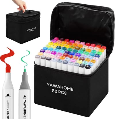 Alcohol Markers - Kleurpotloden Set - 80 Kleuren - Dubbelzijdige Stiften - Sneldrogende Inkt - Voor Volwassenen en Kinderen