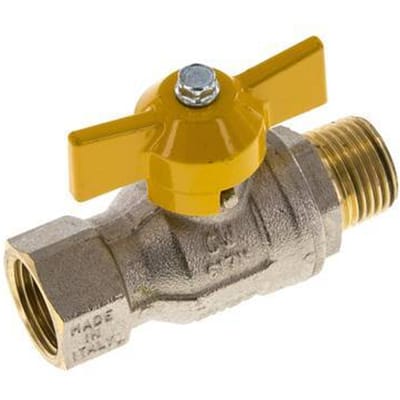 Buiten x Binnendraad R/Rp 1/2 inch Gas 2-Weg Vlinderhandgreep Messing Kogelkraan - BL2BN-M-GA-MF-NK-012