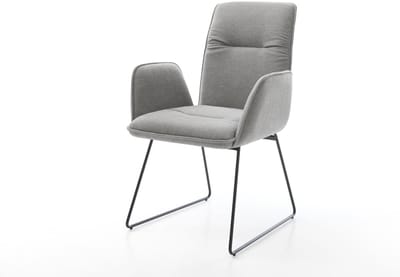 Gestoffeerde-stoel Vinja-Flex slipframe zwart zachte stof met structuur grijs