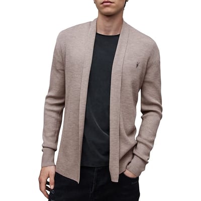 AllSaints Mode Merino Open Car Stone Taupe Marl Size: XXL | Cardigans Outlet | Heren | Grijs