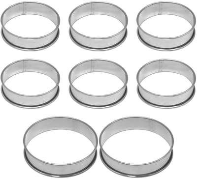 Dailygoods- Kookringen Set 8/10 Cm - 6 Stuks Kleine Bakringen - 2 Stuks Grote Bakringen - Roestvrij Staal - Multifunctioneel Gebruik