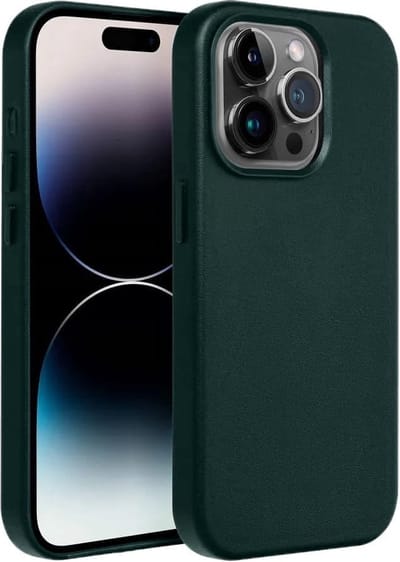 Casify Leren Hoesje geschikt voor MagSafe iPhone 15 Pro Hoesje - Bosgroen