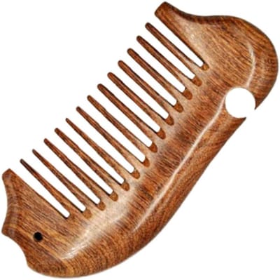 Houten Kam - Visvorm Kam - Dagelijks Gebruik - Natuurlijk Sandelhout - 12.5 cm Lengte - Natuurlijk Hout