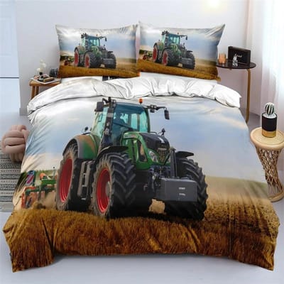 3D Printen Tractor Beddengoed Set Jongens Tractoren Dekbedovertrek Set met Kussensloop Hometextiel Eenpersoons Twijfelaar Queen King Kindergeschenk 135x200cm 2pcs