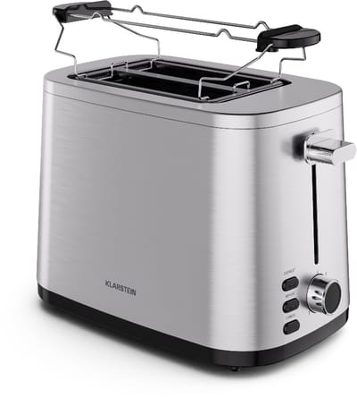 Klarstein Velaire Toaster - Rvs broodrooster voor 2 sneetjes, 800 W, 7 bruiningsstanden, ontdooien & opwarmen, broodjeshouder, kruimellade