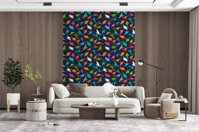 Behang - Fotobehang Patronen - Dino - Kleuren - Jongens - Kinderen - Kids - Kind - Breedte 165 cm x hoogte 220 cm