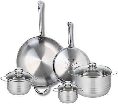 Set van 2 Koekenpannen 24 en 32 cm en 3 kookpotten 12, 14 en 20 cm Elo Profi Brillant