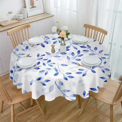 Blauw Abstracte Bladtextuur Rond Tafelkleed Festival Dineren Waterdicht Tafelkleed Tafelkleed Voor Bruiloftsfeest Decor 4pcs 33x48 Table mat gray
