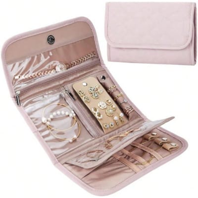 Reis sieradendoos Organizer, Opvouwbare Opbergrol voor Oorbellen, Kettingen, Ringen, Armbanden, Broches, Zwart