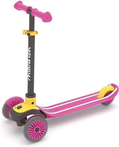 Chillafish Kinderstep 3 Jaar met drie wielen - Roze Geel - Lichtgewicht step meisjes met afneembaar stuur en voetrem - Aanpasbaar in hoogte - Leun-om-te-sturen - Extra grip handgrepen - Model Scotti