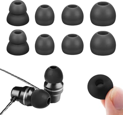 4 Pairs Vervangende Oordopjes - Zachte Silicone in 4 Maten (S/M/L/D) - Voor de Meeste Oordopjes - Zwart