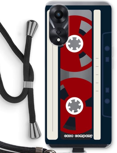 Case Company® - Hoesje met koord geschikt voor Oppo A78 5G hoesje met Koord - Here's your tape - Telefoonhoesje met Zwart Koord - Bescherming aan alle Kanten en Over de Schermrand