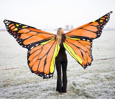 KIMU® Grote Vlinder Vleugels Kinderen Oranje - Maat 134 140 146 152 158 164 - Kostuum Pak Vlindervleugels Kind Kinder Butterfly Festival