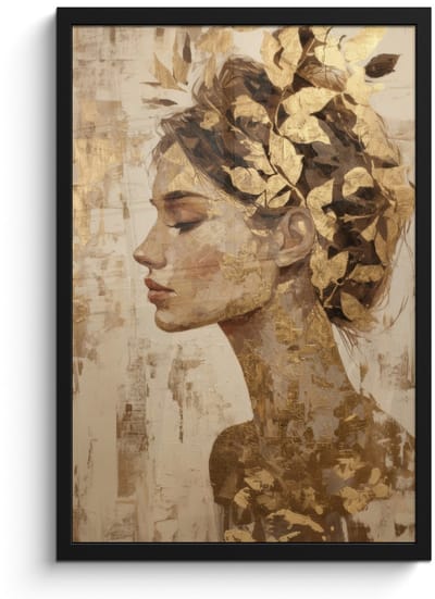 Poster in lijst - Fotolijst 40x60 cm - Posters - Vrouw - Goud - Abstract - Textuur - Posterlijst zwart - Decoratie - Wanddecoratie woonkamer - Muurdecoratie slaapkamer