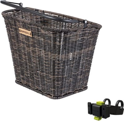 Basil Bremen Rattan Look Fietsmand KF - Voorop - Inclusief Bevestigingssysteem - Bruin