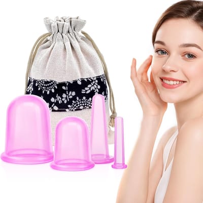 Schröpfglazen Set - Massage Cups - Huidverbetering Cellulitis - Vier Flexibele Maten - 2cm tot 6.8cm - Roze