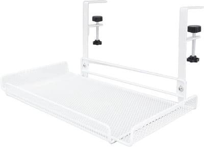 Onderste bureau-organizer voor metalen tafel, opbergrek voor kabels, kabelbeheer voor router en stekkerdoos (Wit)