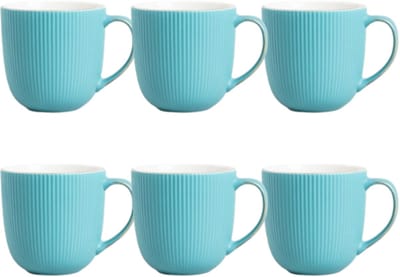 Homla - Mok - Koffiemok - Theemok - Set van 6 - Grote Beker - Vaatwasserbestendige Mok - Moderne Serviesmok - Keramiek - 350ml - Donker Groen