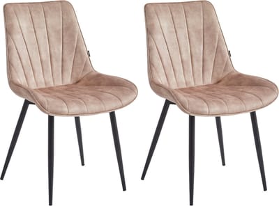 Colenis® - Lesedi Eetkamerstoel - Set Van 2 - Champagne - Adoré Velvet - Industrieel