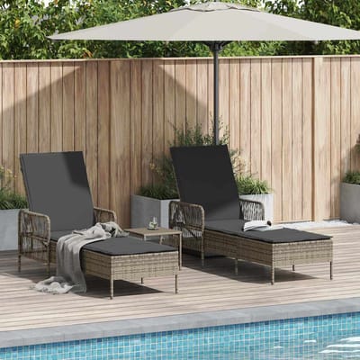 vidaXL - Ligstoel - 3 - st - poly - rattan - Grijs - en - Donkergrijs