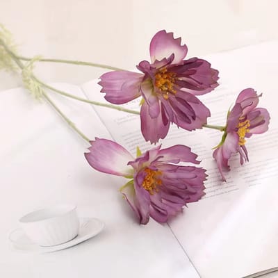 Perzische gerbera - lichtpaars - zijden bloemen - 3 stelen - onderhoudsvrij - 70 cm - kunstbloemen