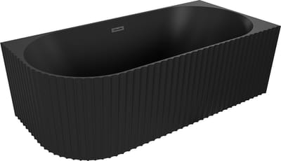 Mexen Gia vrijstaande hoekbad geribbeld rechts 150 x 75 , zwart mat, overloop zwart - 52701507571P-70