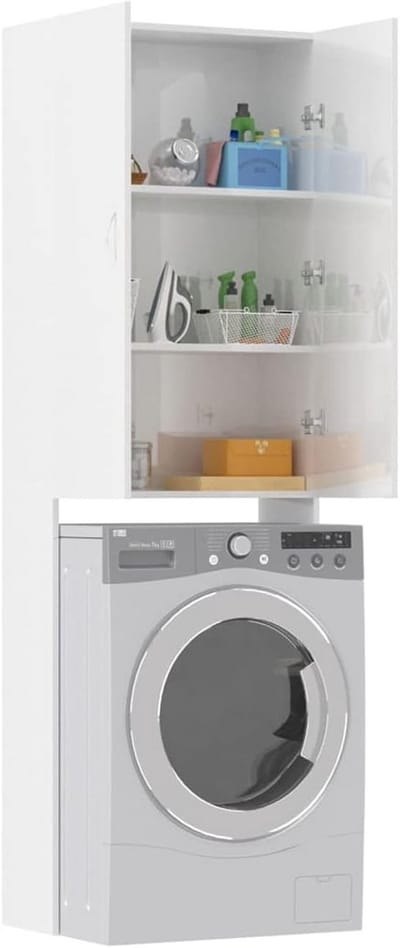 Ruimtebesparende Wasmachinekast met 3 Vakken en 2 Deuren voor Badkamer