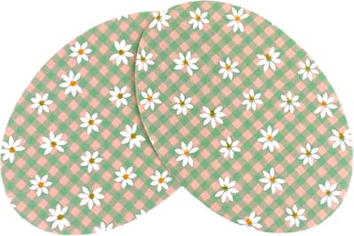 Knie Elleboog Strijk Stukken Patches Zalm Roze Groen Geruit Madeliefje 9.3 cm / 13.5 cm / Groen Roze Wit