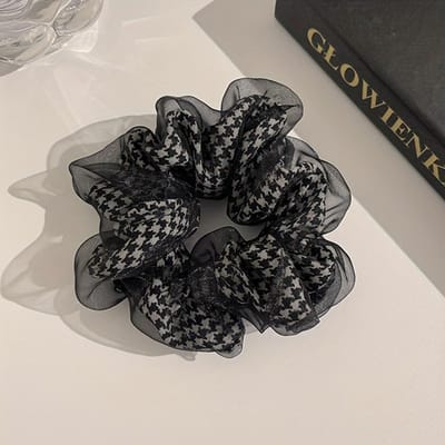 Chouchous à Motifs pour Cheveux Grands Automne Hiver Cordes à Cheveux Élégant Porte-Queue de Cheval Accessoires pour Cheveux Pour Femmes gray