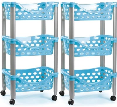 PlasticForte - keukentrolley - 2x - kunststof - blauw - 40 x 65 cm